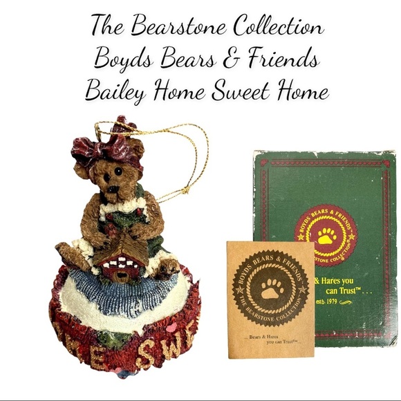 Boyds Bears Other - Boyds Bears Bearstone Resin Ornament - Bailey Home Sweet Home #25708.